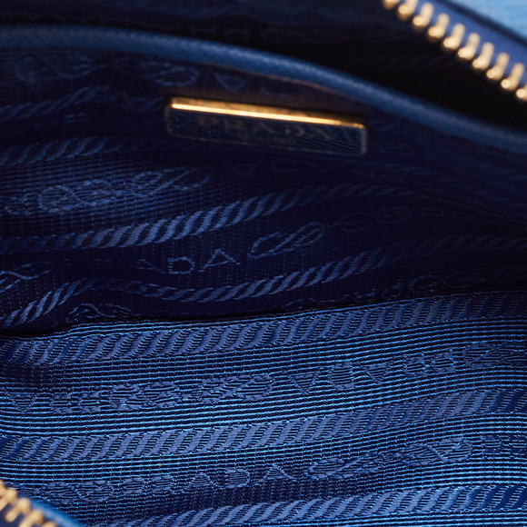PRADA Blue Saffiano Lux Leather Mini Camera Crossbody Bag - Picture 7 of 8